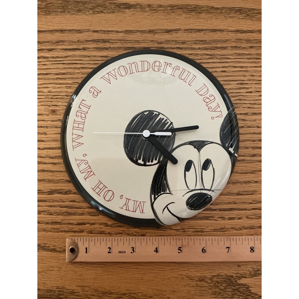 Disney Mickey Mouse Hallmark Wall Clock Tin Sketch Wonderful Day 7.75 Inch